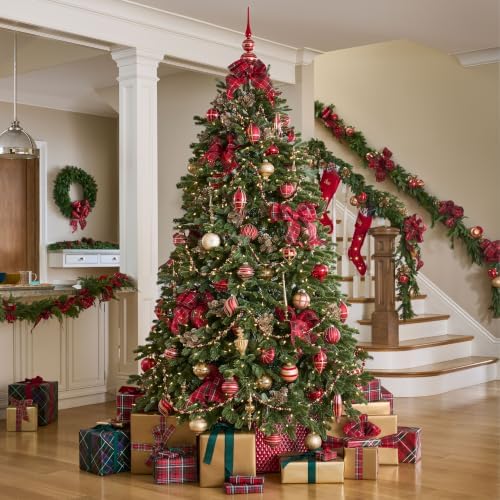 Balsam Hill BH Fraser Fir - Full Christmas Tree with Most Realistic True Needle Foliage, Easy Plug Technology & Multiple Height and Lighting Options, Clear Incandescent, 9ft