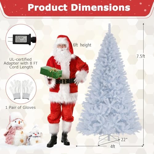 Goplus 7 FT Pre-Lit Christmas Tree with 400 Warm White & 3-Color LED Lights