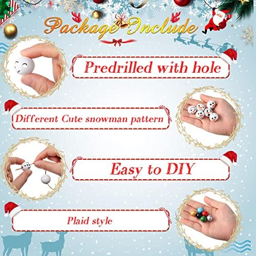 Vicenpal 450 Pcs Christmas Wooden Beads, Pure, White