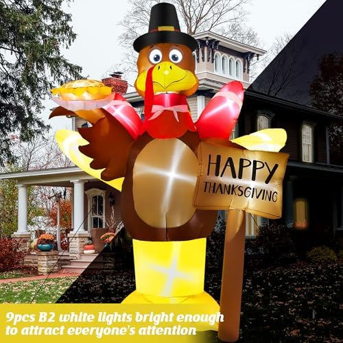 12FT Thanksgiving Inflatables, Super Huge Inflatable Turkey Outdoor Decor