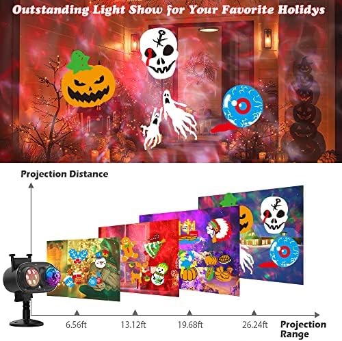 2025 Upgrade Halloween Christmas Projector Lights,2-in-1 Moving Holiday Lands...