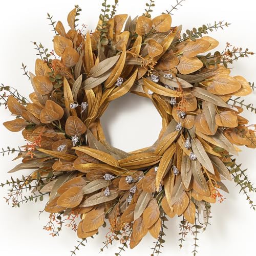 26'' Fall Wreath with Eucalyptus & Berries for Front Door Outdoor Decor