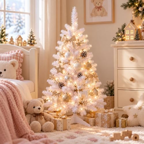 4FT White Artificial Small Christmas Tree Mini Tabletop Decor
