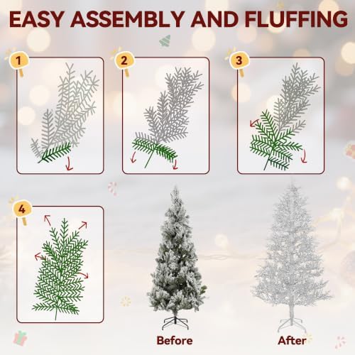 DWVO 7.5FT White Pre-Lit Birch Christmas Tree 400 LED Lights W/Remoter