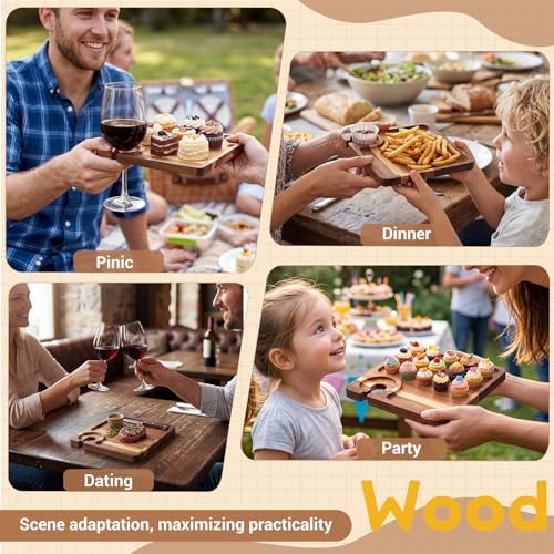 SiliFine 6 Pcs Wine Appetizer Plates with Wine Glass Holder, Square