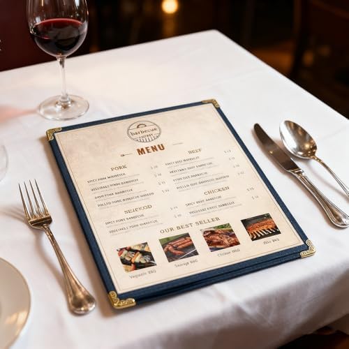 goodsmart restaurant menu covers – 25 pack blue, front angle view