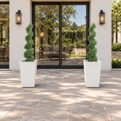 THE BLOOM TIMES 4ft Tall Spiral Topiary Trees Artificial Outdoor Set of 2
