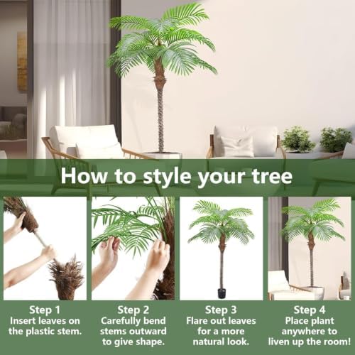 Artificial Palm Trees for Outdoors,6.5ft Tall Fake Plant for Indoor/Outdoor