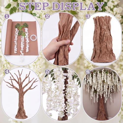 Giegxin Wisteria Hanging Flowers Cherry Blossom Tree Paper Decor, White