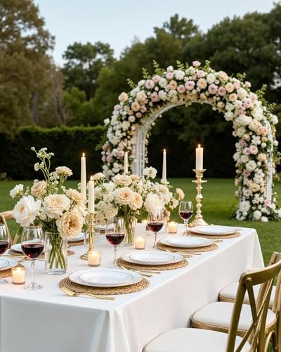 Nervure 100PCS White with Gold Rim Plastic Plates, 7.5″ Disposable Plates