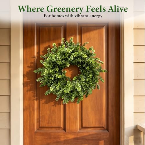 26 Inch Boxwood Wreaths for Front Door,Faux Greenery Wreath