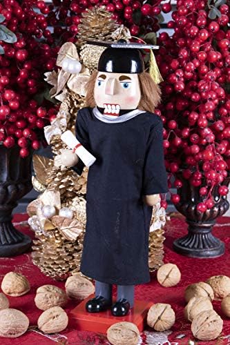 Clever Creations Boy Graduate 14 Inch Traditional Wooden Nutcracker, Festive Christmas Décor for Shelves and Tables