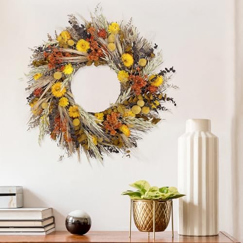 ANDALUCA All Natural Handcrafted Preserved Floral Fall Wreath (California Harvest)