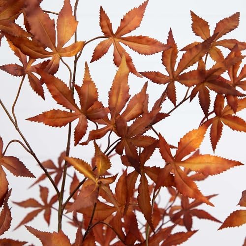 Nearly Natural 6ft Autumn Japanese Maple Artificial Fall Tree in Black Pot