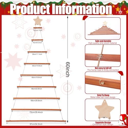 Hollowfly 60 Inch Wall Hanging Christmas Tree with Lights Xmas Wall Decor