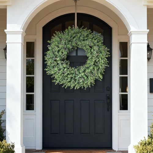 32'' Artificial Eucalyptus Wreath with Seeds for Front Door Decor(Green)