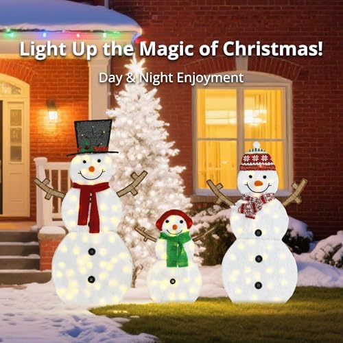 Lighted Snowman Family Outdoor Christmas Decoration, Set of 3