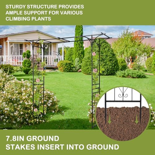 Outvita 7FT Black Metal Garden Arch Arbor Trellis