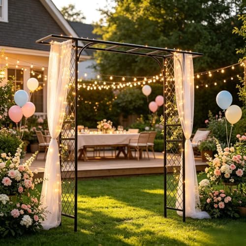 Zhongma Metal Garden Arbor, 83.5'' High x 82.7'' Wide, Outdoor Arch for Climbing Plant, Decorations Pergola