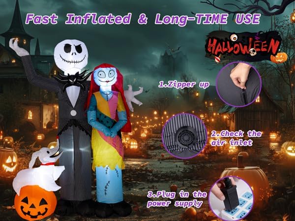 Nervure 6Ft Halloween Decoration Outdoor Inflatable - Halloween Inflatable Decorations with Skeleton Dog and Pumpkin- Blow Up Inflatables with Built-in LED Lights for Yard Garden Lawn Decor