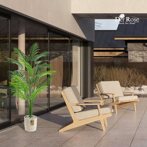 Der Rose 44" Tall Artificial Palm Tree Indoor in Ribbed Light Beige Pot
