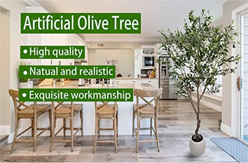 Artificial Olive Tree 7ft(82in,2200+Uv Protection Leaf) Tall,Faux Olive Tree Indoor Artificial Tree for Modern Home Office Living Room Floor Decor Indoor