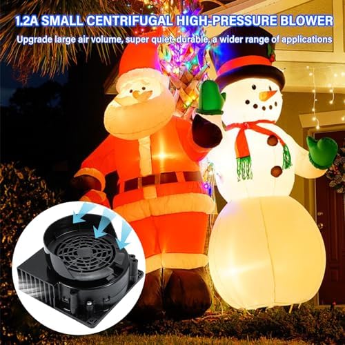 2 Pack12V Air Blower for Inflatables with 5 LED Light Strings for Outdoor Inflatable Decor Weddings Easter Pool Floats Holiday Yard Decorations, 1.2A Inflatable Fan Replacement and 1.5A Adapter