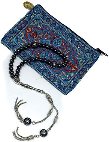 Design - Long & Stylist Tassels Worry Beads - Prayer Beads (8 mm-33 Beads) Tesbih-Tasbih-Tasbeeh-Misbaha-Subha-Sebha-Sibha-Rosary (Black Hematite - Silver Plated)