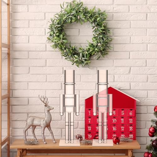 Thyle 2 Pack Acrylic Christmas Nutcracker Set, Clear, 12 Inch