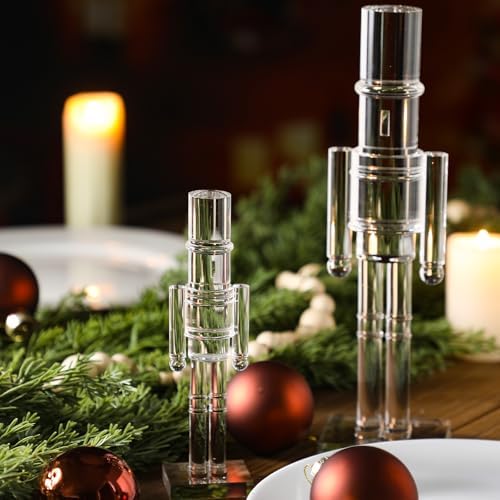 Thyle 2 Pack Acrylic Christmas Nutcracker Set, Clear, 12 Inch, 8 Inch