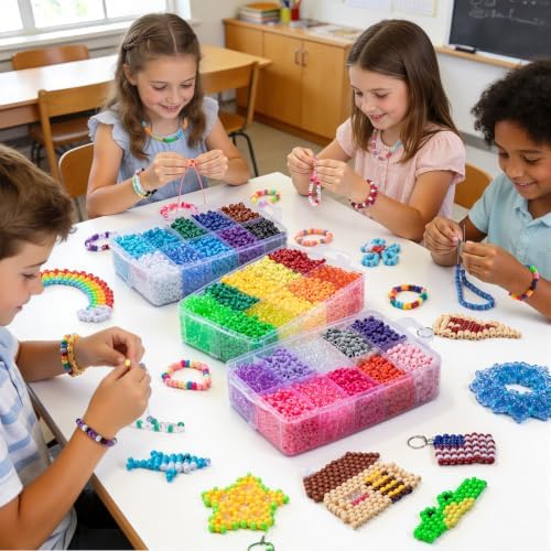 Simetufy 12,000PCS Pony Beads Bulk 30 Colors for Kandi Bracelet Making