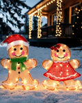 2-Piece Lighted 2D Gingerbread Man Christmas Decorations Outdoor with 50 L