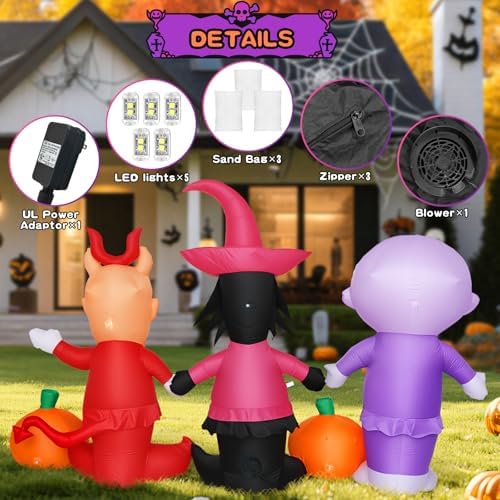 5 Ft Halloween Inflatable Yard Decoration, Outdoor Blow Up Yard Fun Decor, Built-in LED Lights for Outdoor Halloween Lawn Decor