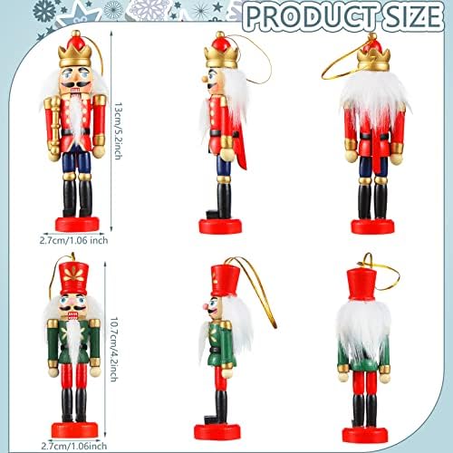 Aoriher 24 Pcs Christmas Nutcracker Ornament Small Hanging Wooden Soldier