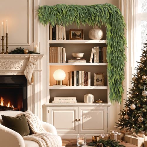 Alupssuc 2PCS 6FT Christmas Garland, Gradient Greenery Norfolk Pine Garland