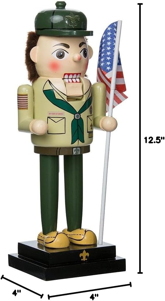kurt adler 12.5" wooden boy scout nutcracker shown in use