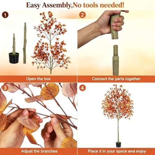 6ft Fall Tree Artificial Eucalyptus Tree,Indoor Outdoor Fall Decor
