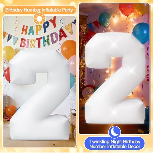 5FT Giant Inflatable Light Up Number 2 Easy Setup Decoration