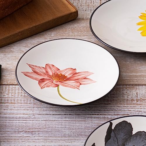Noritake Colorwave Floral Appetizer Plates, Graphite Black, Set of 4