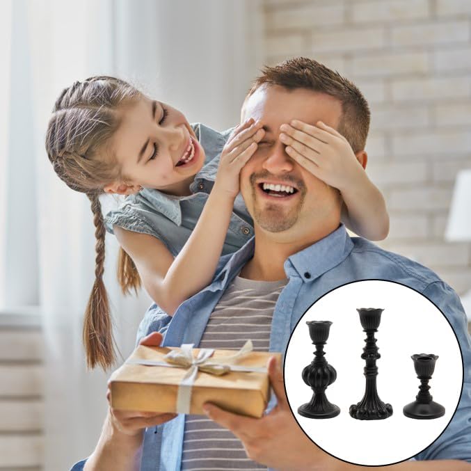 Guichifun Black Candlestick Holder Set of 3 Living Room Decor