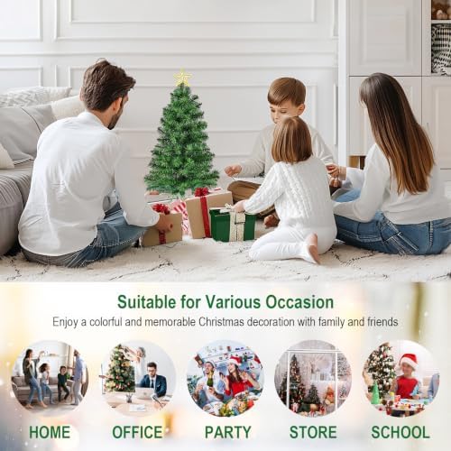 DUUDO 4FT Premium Hinged Artificial Holiday Small Mini Christmas Tree for Tabletop,Home, Office, Indoor and Outdoor Holiday Decoration,Easy Assembly Metal Hinges & Foldable Base