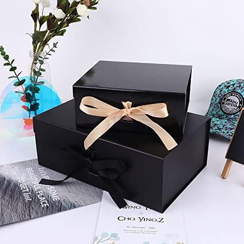 gooodgift 3 pcs black extra large gift box, close-up detail