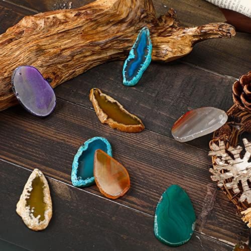 Nuenen 50 Pcs Polished Agate Slices Bulk Drilled Hole Geode Stones, Medium
