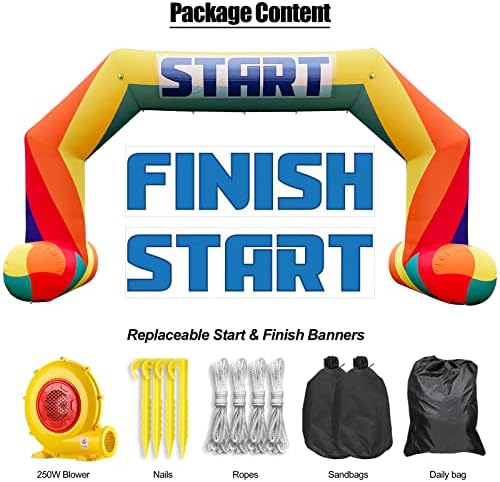 20ft Start Finish Line Inflatable Arch Rainbow with Powerful Blower, Hexagon Inflatable Archway for Race Outdoor Advertising Commerce