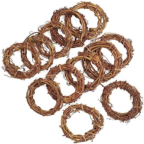 4 Inch Grapevine Twig Wreaths by Factory Direct Craft (36 Pieces) - Bulk Pack of 36 Natural Dried Vine Round Wreath Frames (4 inch Diameter)