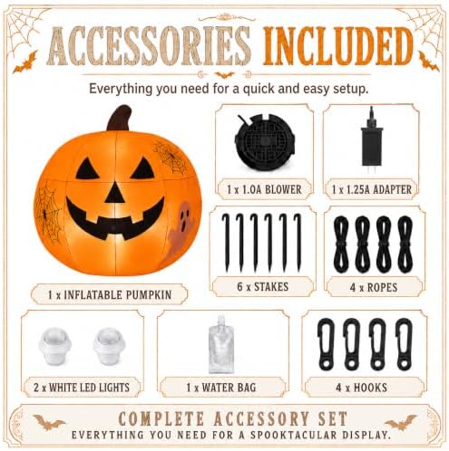 6FT Halloween Inflatable Pumpkin with LED Lights for Outdoor&Indoor Decor