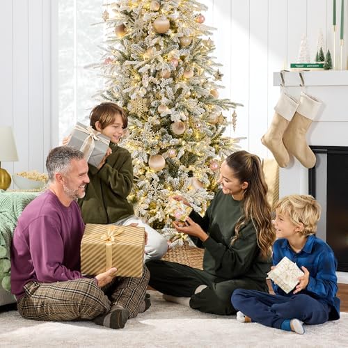 Best Choice Products Full Flocked Aspen Christmas Tree, 12ft Pre-lit Realistic Noble Fir w/ 1,800 Glowing LED Lights, 2-in-1 White & Multicolor