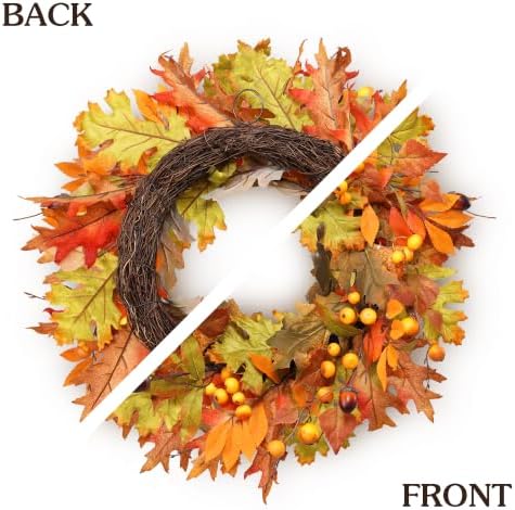 MUMTOP 22" Fall Wreaths for Front Door, Thanksgiving Harvest Decor