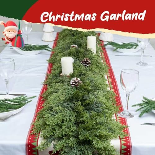 Giauma 9FT Double Fullness Artificial Christmas Cedar Garland 280 Branches