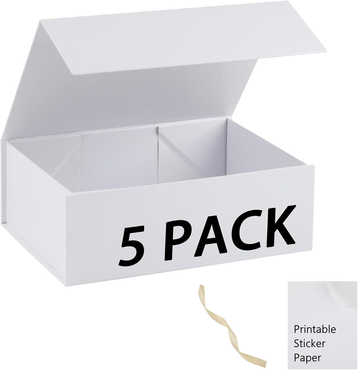 White Gift Box,13x11x5.3 Large Gift Boxes With Lids For Presents Includes Ribbon And Diy Printable Sticker Paper,Bridesmaid Proposal Box,Magnetic Gift Box For Birthday,Wedding,Graduation